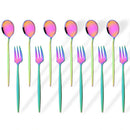 Ljojo 12Pcs Gold Mirror Stainless Steel Fork Spoon Set for Kitchen Dinnerware