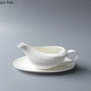 Ljojo 160ml Ceramic Gravy Boat Set in Pure White for Steak Sauce and Specialty Dishes