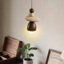 Stone Pendant Light Chandelier Wooden Retro Yellow Wabi Sabi Restaurant Dining Decor by Ljojo