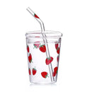 Ljojo 350ml Ins Style Transparent Glass Mugs with Straws - Set of Cute Clear Cups