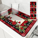 Christmas Dwarf Gift Poinsettia Drying Mat by Ljojo - Non-Slip Absorbent Kitchen Mat