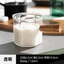 Ljojo 120ml Espresso Measuring Cup Double Bottom Hexagon Wood Handle Glass Mug