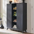 Ljojo™ Fluted Shoe Cabinet with 2 Flip Drawers, 48" Tall Narrow Organizer
