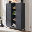 Ljojo™ Fluted Shoe Cabinet with 2 Flip Drawers, 48" Tall Narrow Organizer