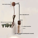 Ljojo LED Wall Sconce Light Fixture Yellow Travertine Stone Wood Nordic Design
