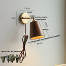 Ljojo LED Walnut Wood Wall Lamp Sconce, Modern Japanese Style, Pull Chain Switch