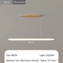 Ljojo Modern LED Pendant Light Wood Grain/White/Black Chandelier for Dining Kitchen Living Room