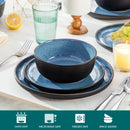 Ljojo 18-Piece Blue Reactive Glaze Stoneware Dinnerware Set - Microwave Safe