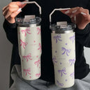 Ljojo 30oz Bow Thermos Tumbler Stainless Steel Insulated Hot Coffee Cup