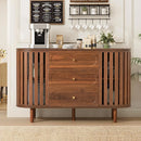 Ljojo™ Fluted Wooden Sideboard Buffet with Drawers and Shelves