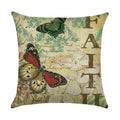 Ljojo Linen Butterfly Flower Sofa Cushion Cover 45*45 - Home Decor Printed Pillow Case