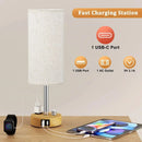 Ljojo LED Fabric Desk Lamp: USB C+A Ports, Rechargeable, Stepless Dimmable