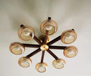 Italian All Copper Walnut Medieval Style Ceiling Light Glass Lamp by Ljojo