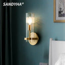 Copper Glass Wall Lamps Modern Nordic Style Living Room Bedroom Hotel Lighting - Ljojo