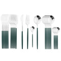 Ljojo 24Pcs Green Gold Stainless Steel Dinnerware Set Cutlery Tableware Silverware