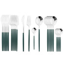 Ljojo 24Pcs Green Gold Stainless Steel Dinnerware Set Cutlery Tableware Silverware
