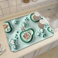 Ljojo 3D Visual Effect Drain Mat - Absorbent, Non-Slip, Anti-Mildew Kitchen Tableware Mat
