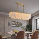 Ljojo Luxury Copper Resin Chandelier with Marble Accents for Living Room and Bedroom