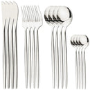 Ljojo 16-Piece Stainless Steel Black Gold Cutlery Set Silverware Dinnerware Flatware
