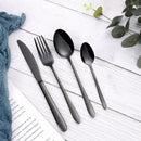 Ljojo 32-Piece Black Stainless Steel Cutlery Set, Elegant Dinnerware Kit