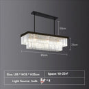 Nordic Luxury K9 Crystal Rectangle Chandelier Smoky Gray Hanging Light - Ljojo