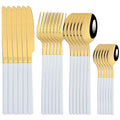 Ljojo 24-Piece Stainless Steel Gold Dinnerware Set with Cutlery & Utensils