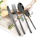 Ljojo 24-Piece Black Stainless Steel Cutlery Set Flatware Tableware Silverware Kit