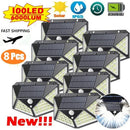Ljojo 100 LED Solar Wall Lights Outdoor Solar Lamp with Motion Sensor