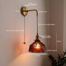 Ljojo LED Wall Lamps: Nordic Modern Design, Bedroom & Bathroom Lighting, Pull Chain Switch.