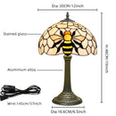 Ljojo 12-Inch Stained Glass Table Lamp with Bee Wave Shell Lampshade
