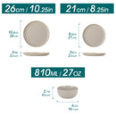 Ljojo Light-Grey Stoneware Plates Set - Dinnerware Set with Plates, Dessert, Bowls