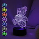 3D Heart Little Bear Night Light Night Decor Ljojo Bedroom Desktop Atmosphere Light