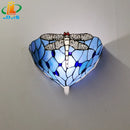 12 Inch Tiffany Dragonfly Glass Wall Lamp for Living Room - Mediterranean Style Wall Lighting by Ljojo