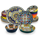 Ljojo 12/16/18/24-Piece Stoneware Dinnerware Set in Bohemian Style