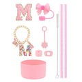 Ljojo 10-Piece Tumbler Accessories Set: Straw, Cover, Cap, Boot, Spill Proof Stopper, Letter Keychain, Charm, Sticker