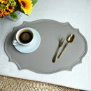 Ljojo Light Grey Faux Leather Oval Placemats for Stylish Table Decor