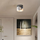 Cylinder Natural Stone LED Ceiling Lamp Small Sconce - Modern Black Metal - Ljojo