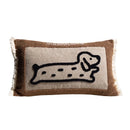 Ljojo Medieval Critter Embroidery Cushion Cover in Coffee Brown - 30x50cm