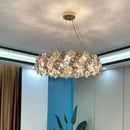 Ljojo Luxury Gold Lattice Crystal Pendant Chandelier - Modern Living Room Decor Statement Piece