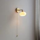 Ljojo LED Wall Sconce with Pull Chain Switch White Glass Stair Light
