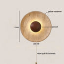Ljojo LED Wall Sconce Wabi Sabi Yellow Travertine Stone Wood Bedroom Lamp