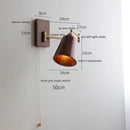 Ljojo LED Walnut Ash Wood Wall Sconce with Pull Chain Switch