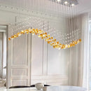 Modern Green Stone Glass LED Pendant Lights - Ljojo Chandeliers for Living Room Villa Hotel Decor