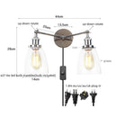 Ljojo 2-Head LED Wall Sconce Industrial Iron Glass Retro Stair Light Fixtures