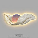 LED Wall Lamp Feather Creative Clock High-end Feeling Bedroom Bedside Ljojo