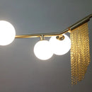 Ljojo Modern Nordic Designer G9 Gold Tassel Glass Chandelier for Living Room Dining Hall