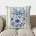 Blue Floral Bow-Patterned Cushion Cover by Ljojo for Sofa, Bedroom, Car
