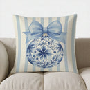 Blue Floral Bow-Patterned Cushion Cover by Ljojo for Sofa, Bedroom, Car