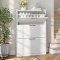 Ljojo™ 3-Door Shoe Storage Cabinet: Entryway Organizer, Freestanding Slim Design