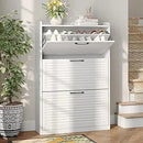 Ljojo™ 3-Door Shoe Storage Cabinet: Entryway Organizer, Freestanding Slim Design